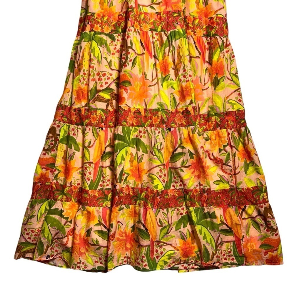Farm Rio Orange Tropical Tiered Maxi Dress Women’s XS - Picture 7 of 8
